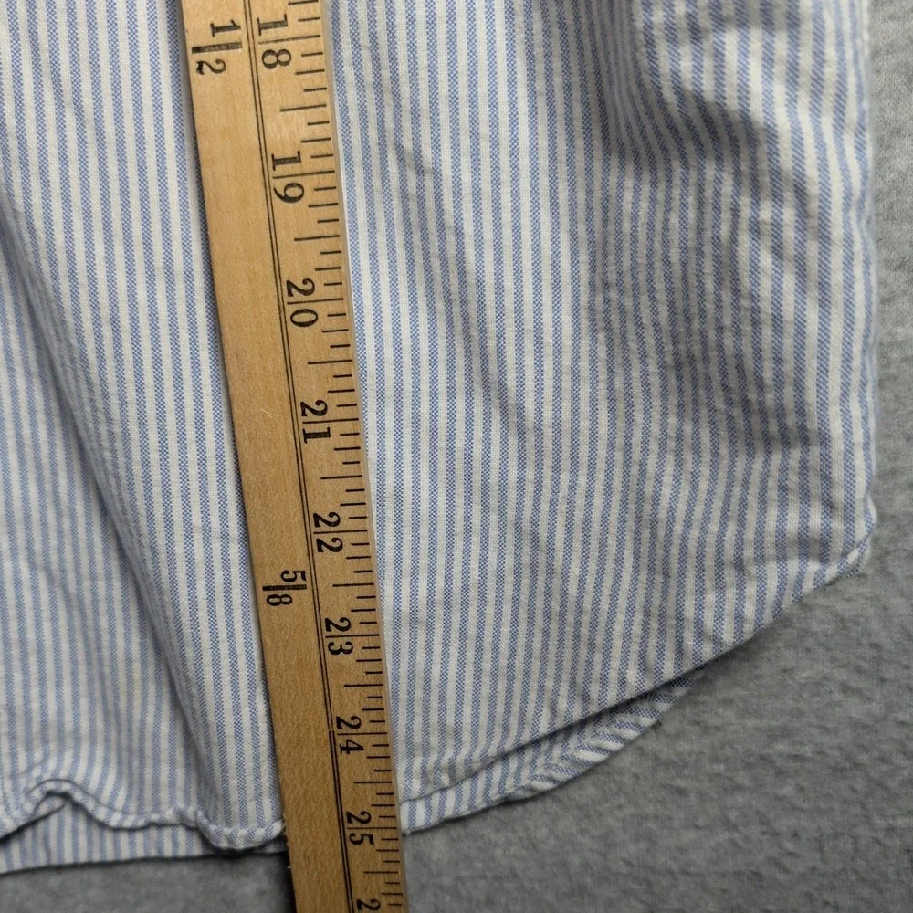 Ralph Lauren Boys Blue White Striped Oxford Button Down Shirt Size 14 Cotton